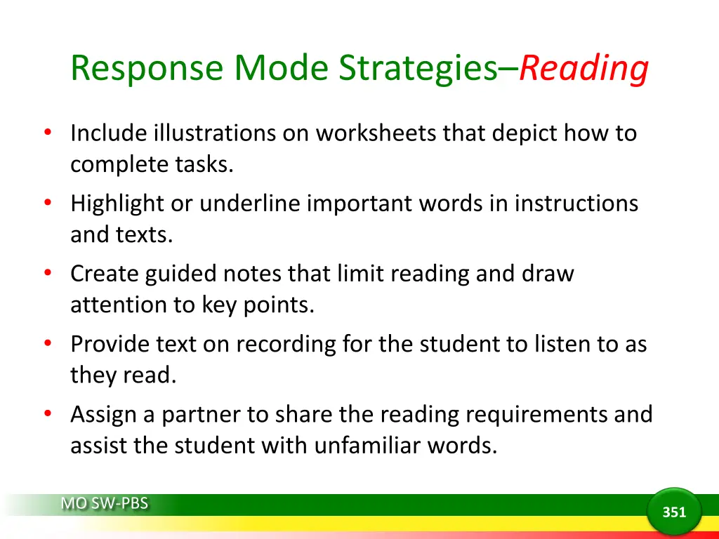 response mode strategies reading