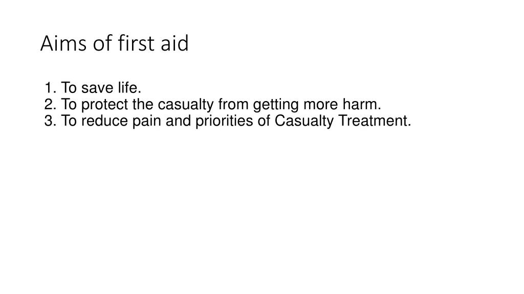 aims of first aid