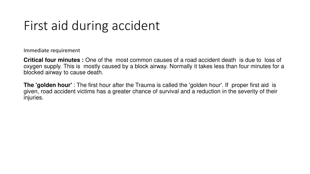 first aid during accident