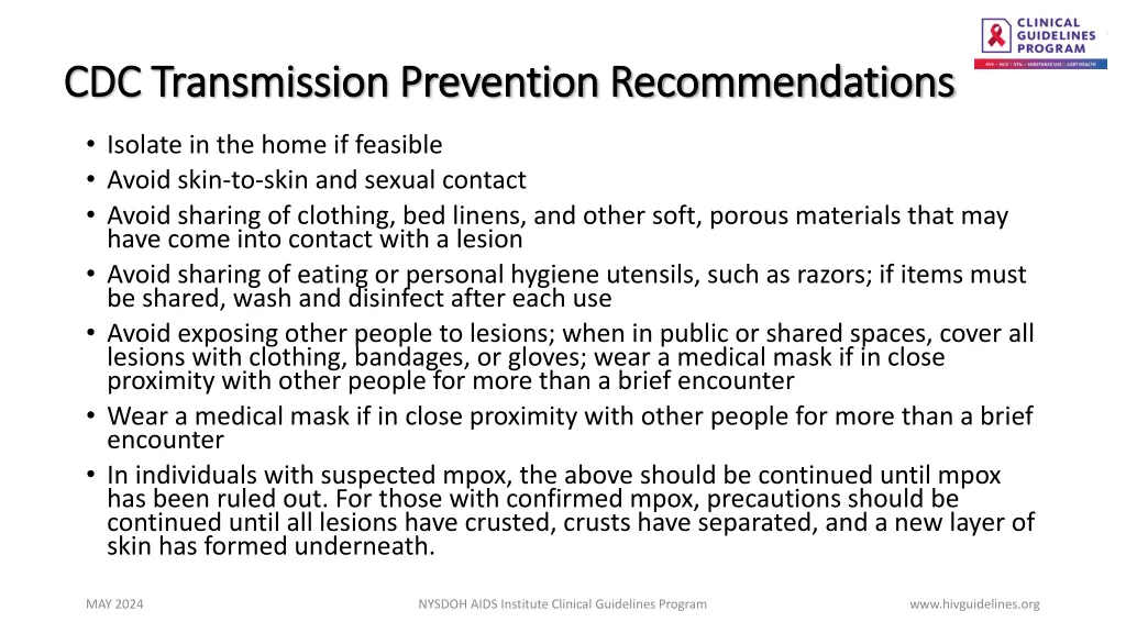 cdc transmission prevention recommendations