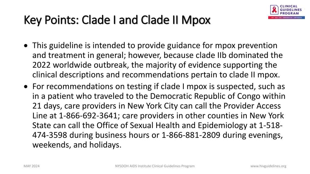 key points clade i and clade ii mpox key points