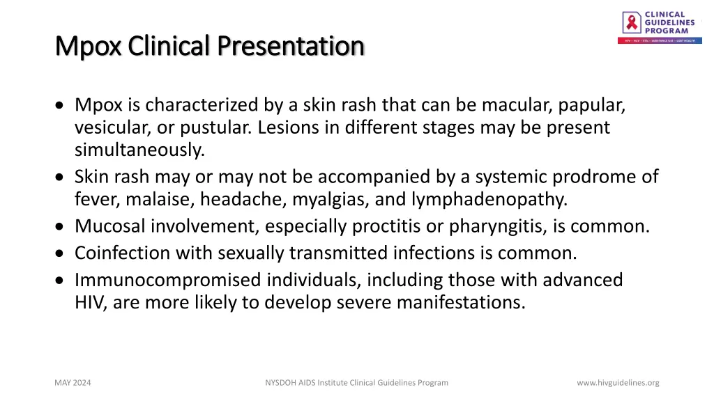 mpox clinical presentation mpox clinical