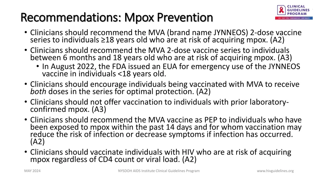 recommendations mpox prevention recommendations