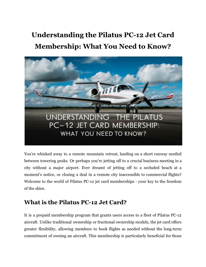 understanding the pilatus pc 12 jet card