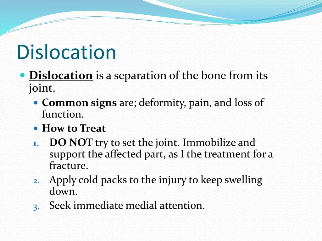 dislocation dislocation is a separation