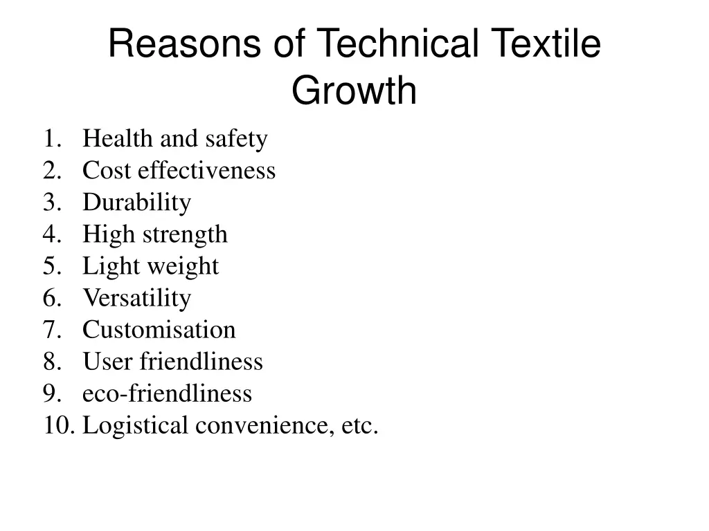 reasons of technical textile growth 1 health