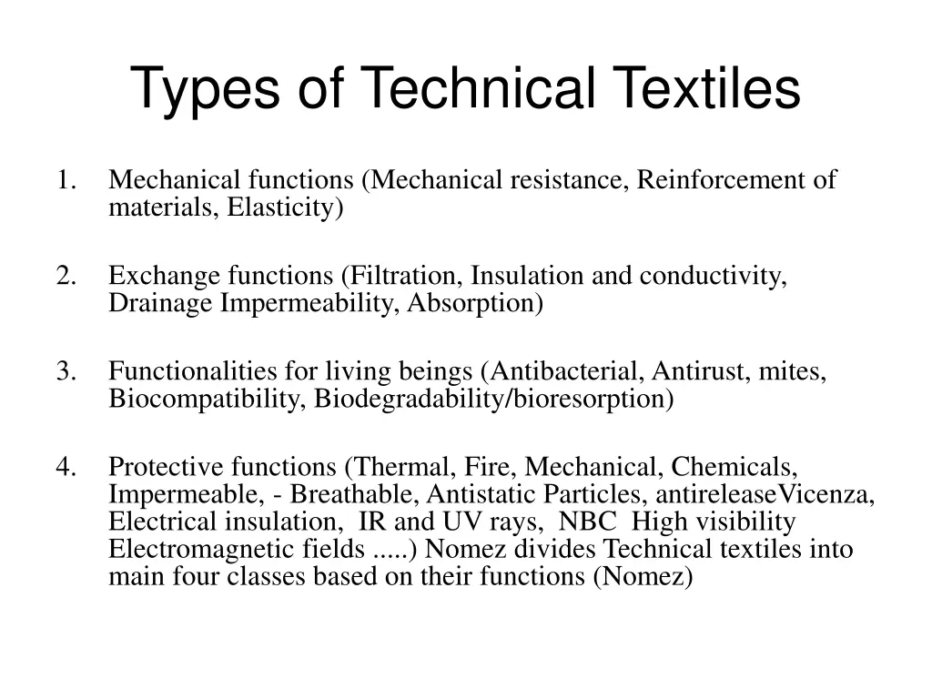 types of technical textiles