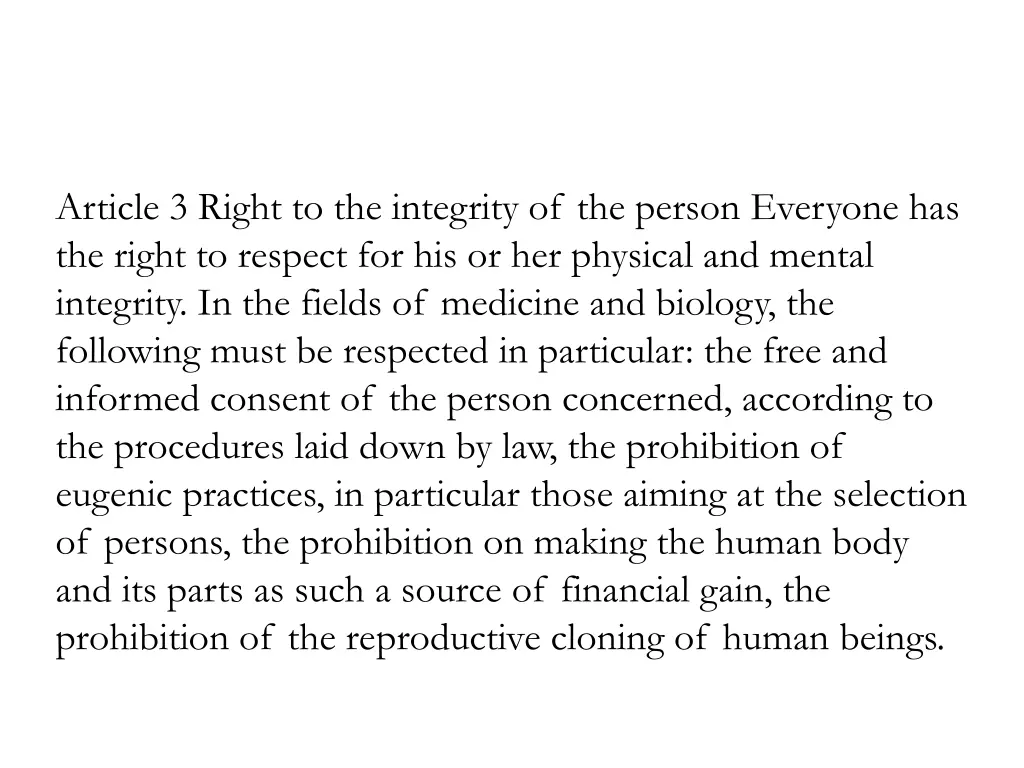 article 3 right to the integrity of the person