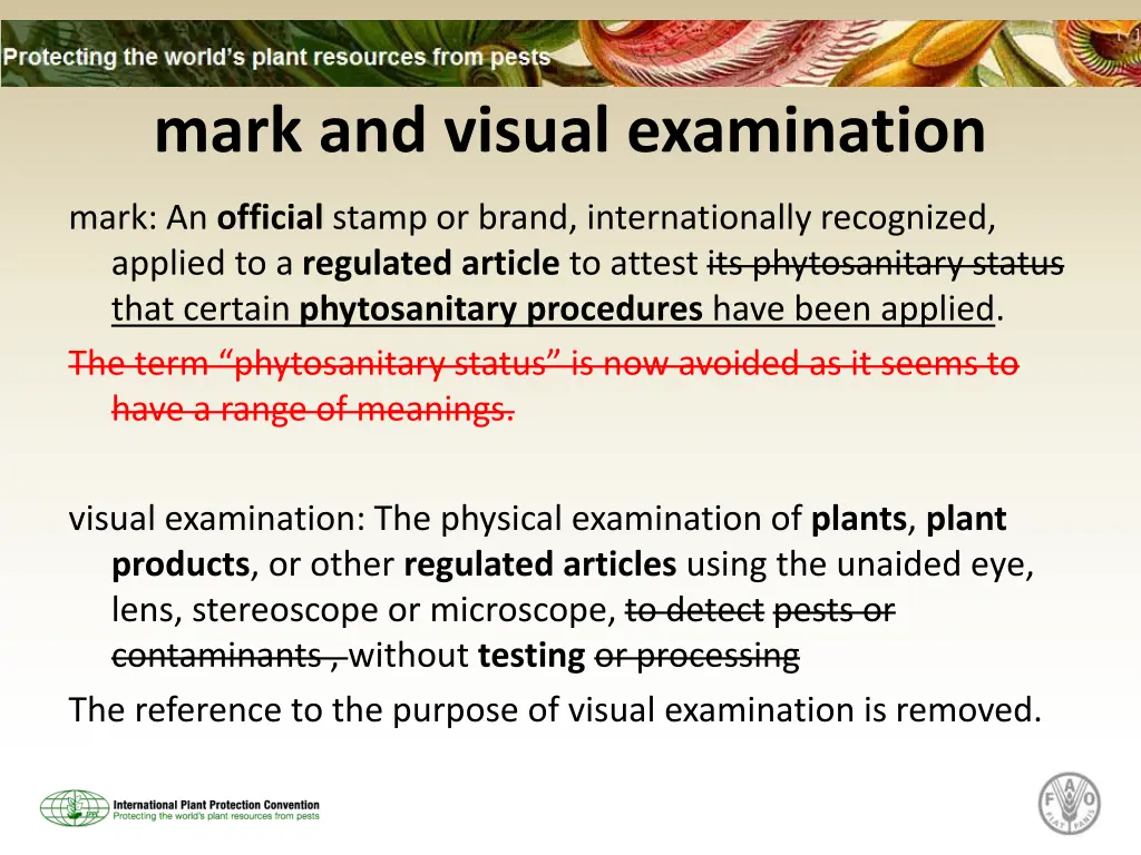 mark and visual examination