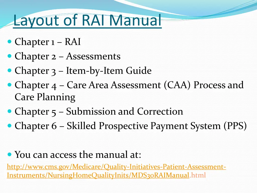 layout of rai manual