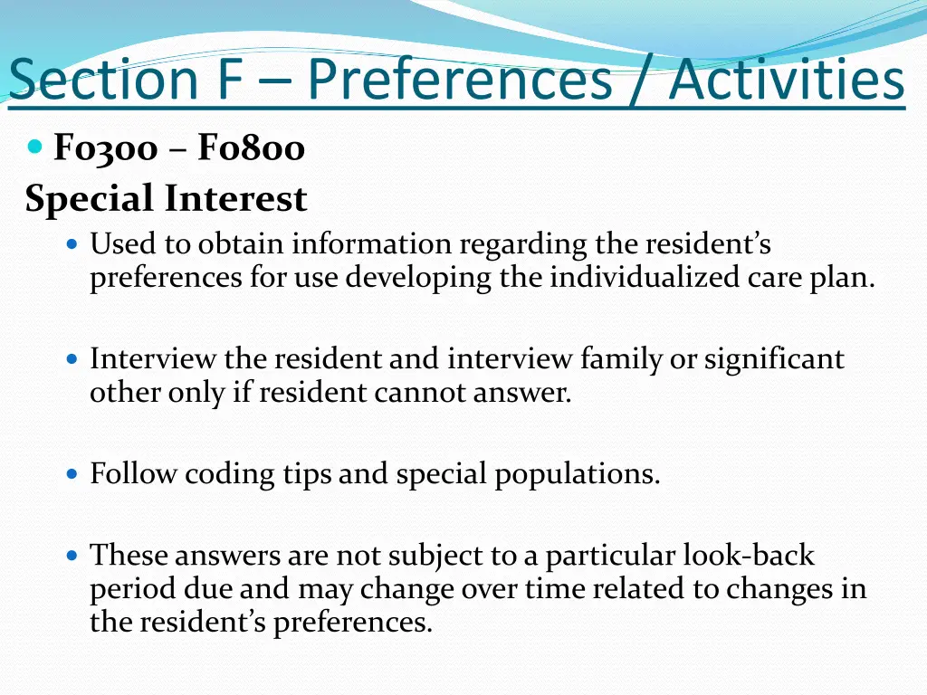 section f preferences activities f0300 f0800