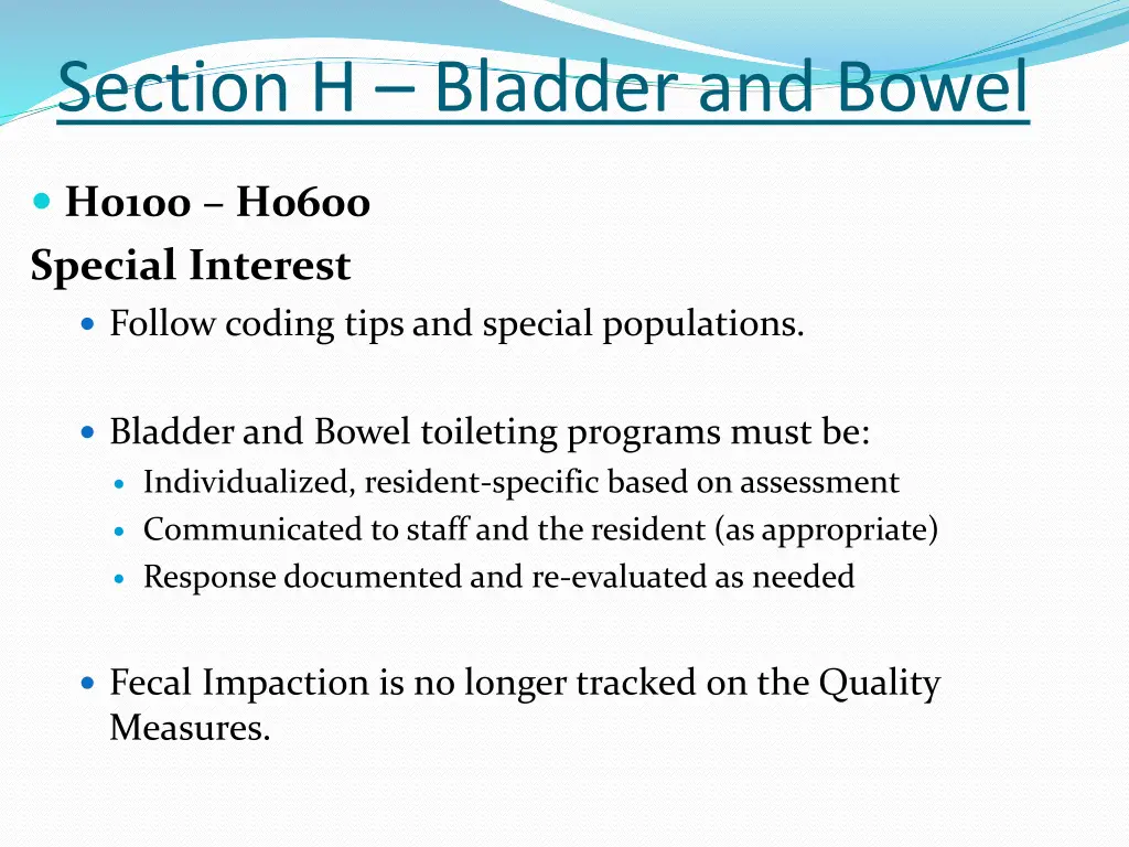 section h bladder and bowel