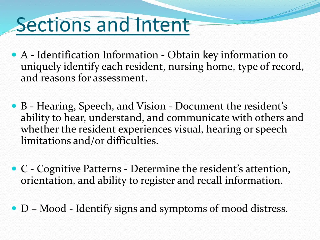 sections and intent