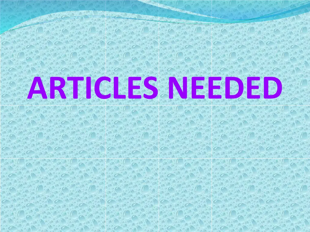 articles needed