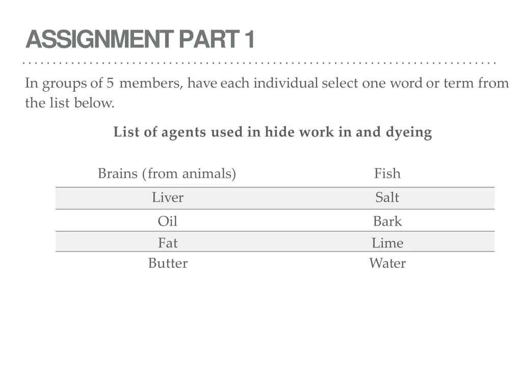 assignment part 1