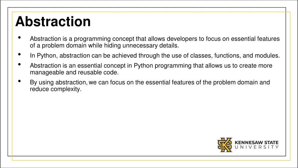 abstraction abstraction is a programming concept