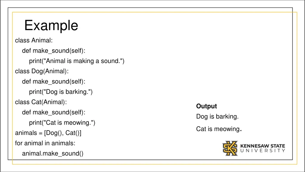 example class animal def make sound self print