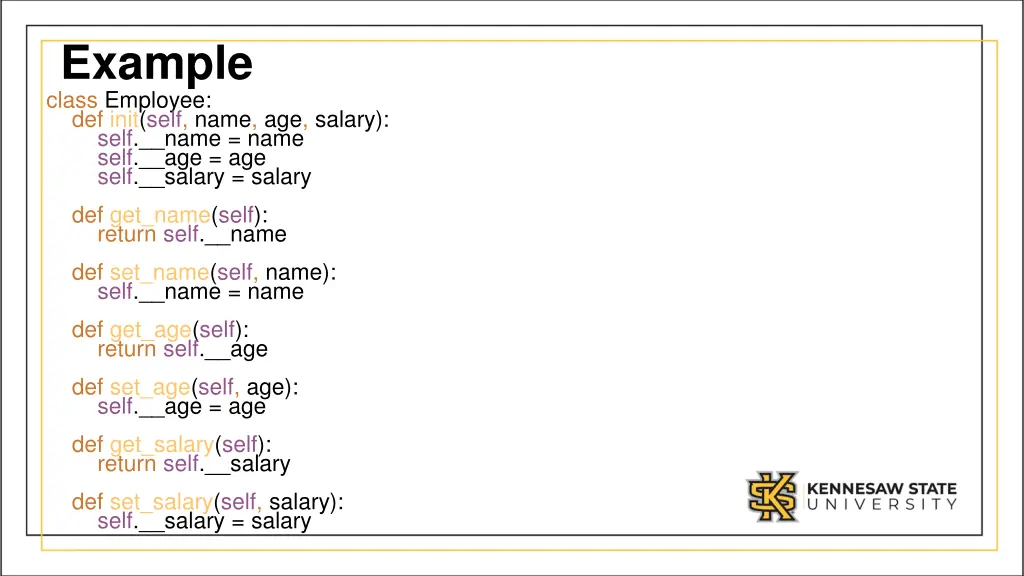 example class employee def init self name