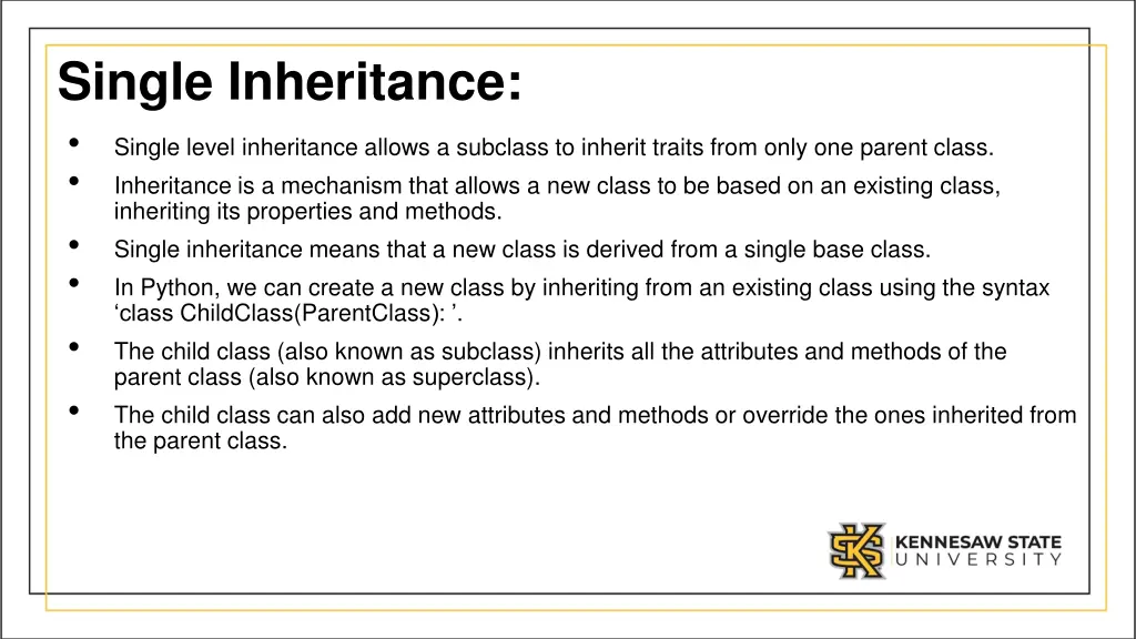 single inheritance single level inheritance