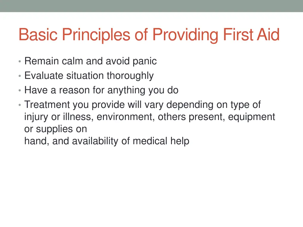 basic principles of providing first aid