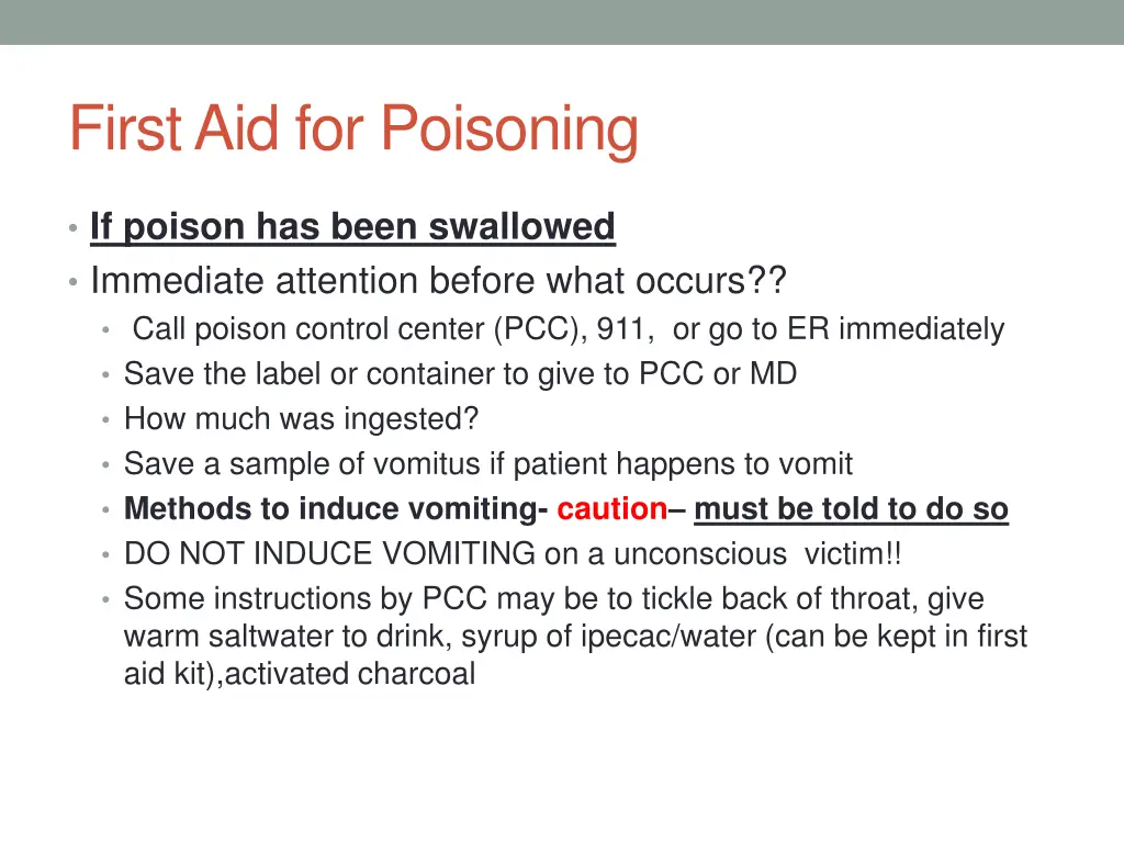 first aid for poisoning