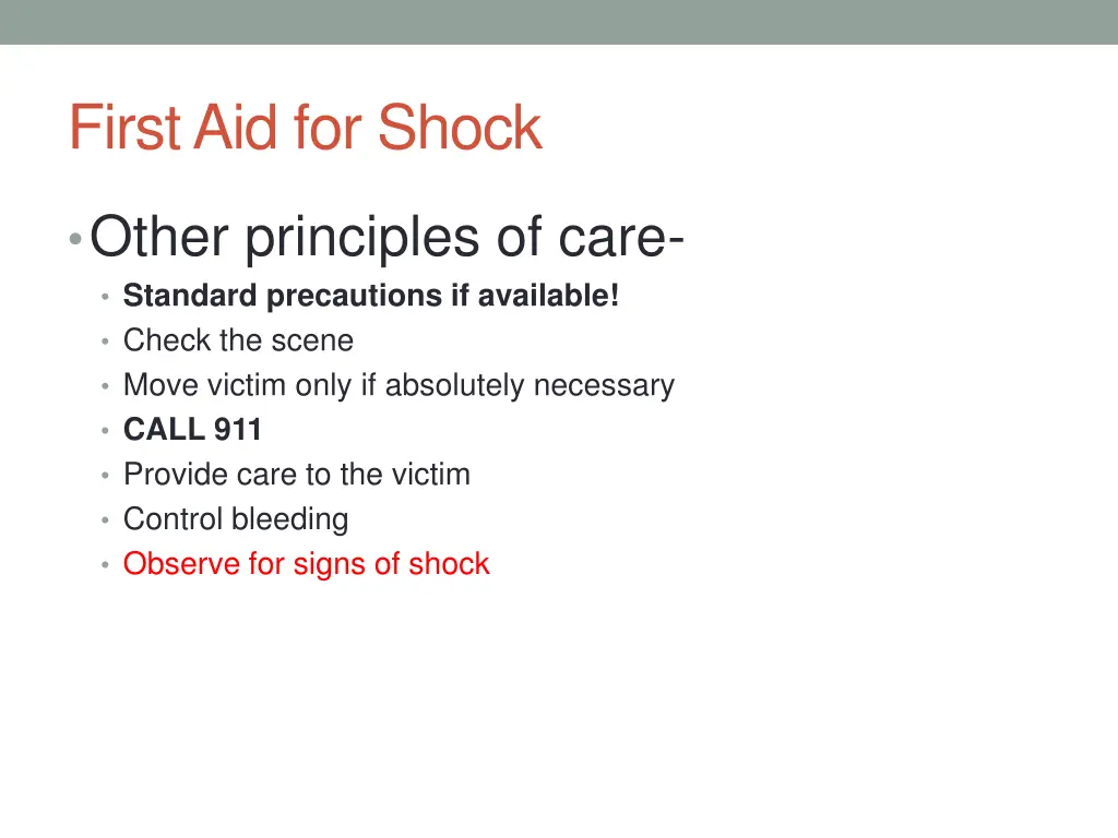 first aid for shock