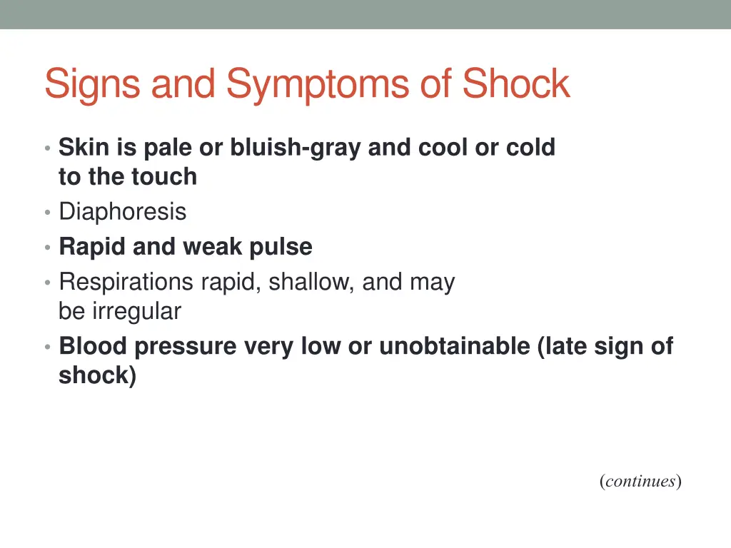 signs and symptoms of shock