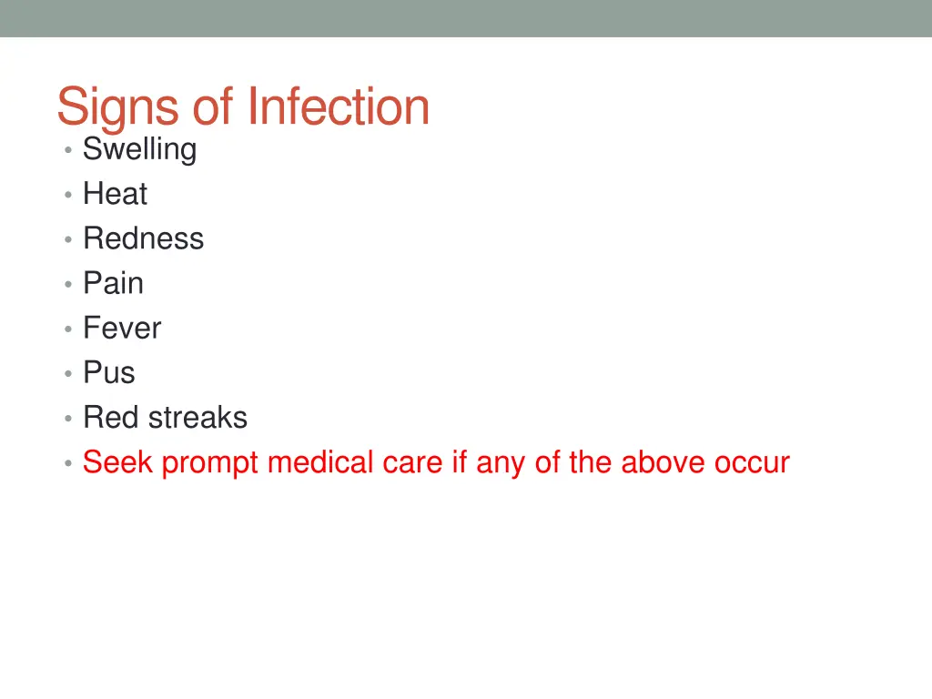 signs of infection swelling heat redness pain