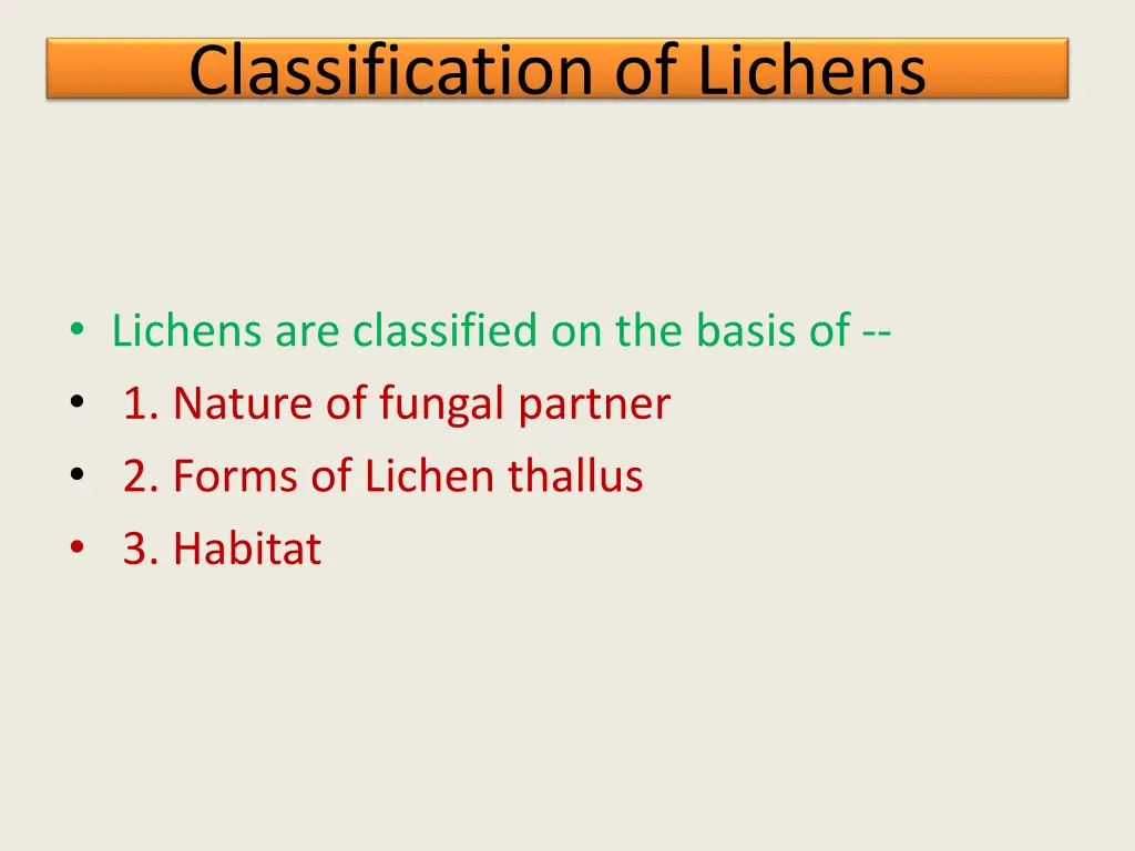 classification of lichens