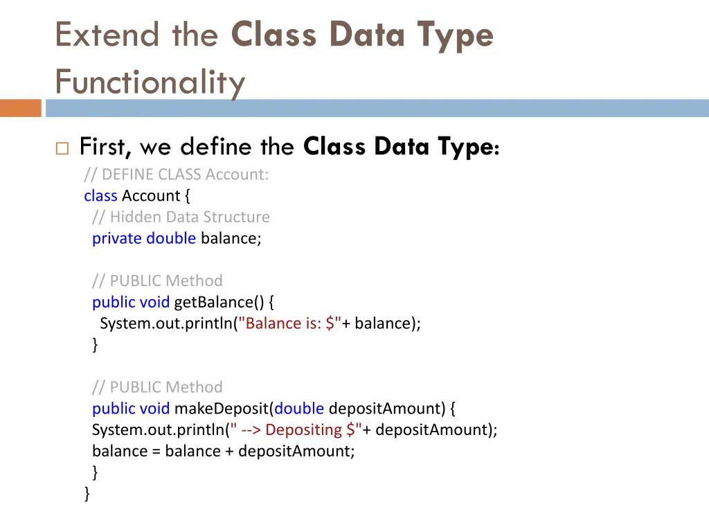 extend the class data type functionality