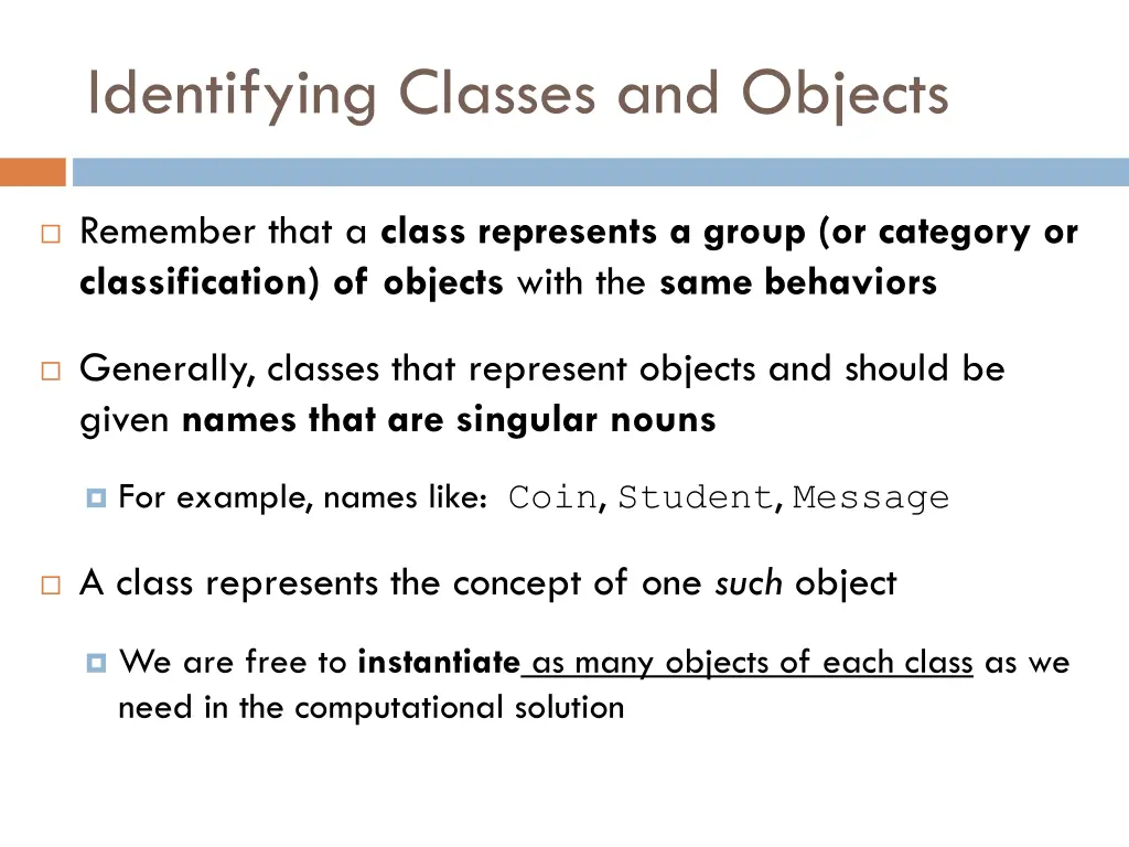 identifying classes and objects 2