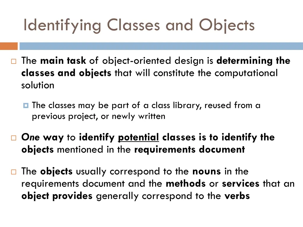 identifying classes and objects