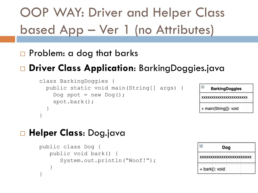 oop way driver and helper class based