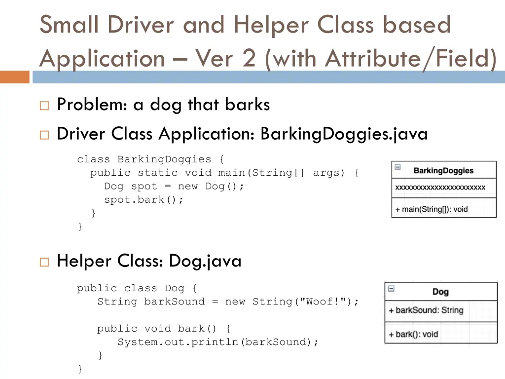 small driver and helper class based application