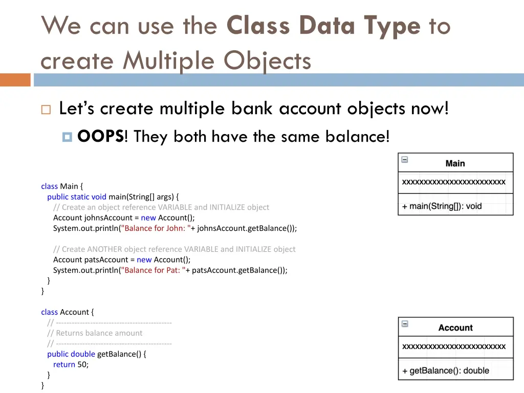 we can use the class data type to create multiple