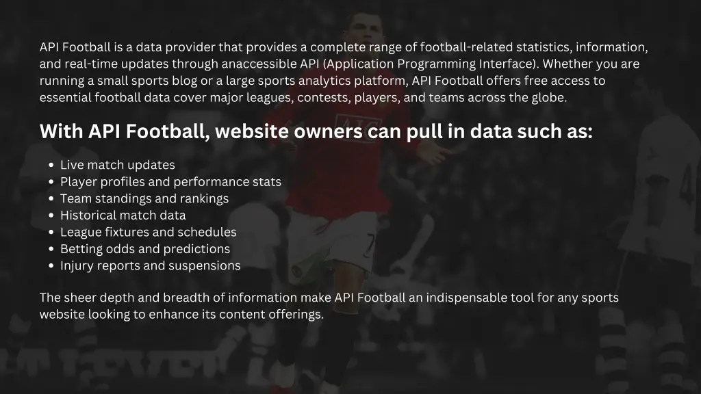 api football is a data provider that provides