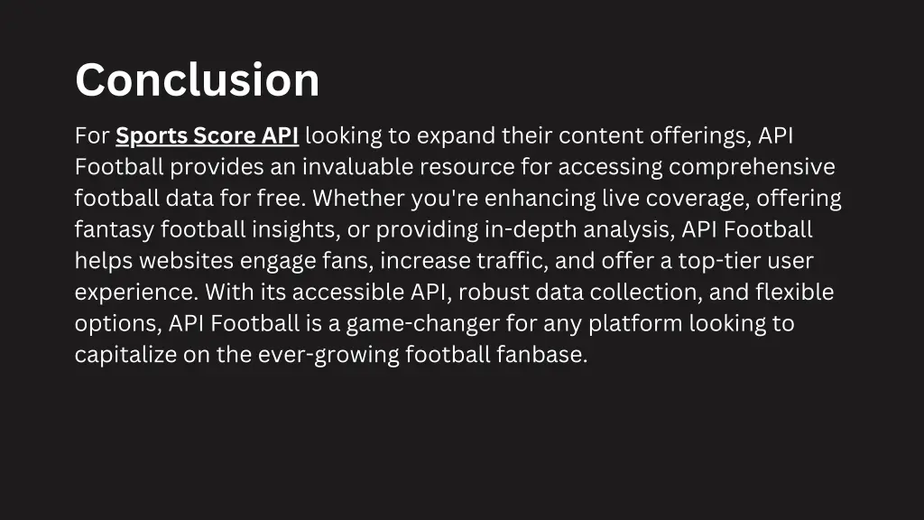 conclusion for sports score api looking to expand