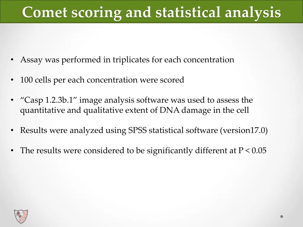 comet scoring and statistical analysis