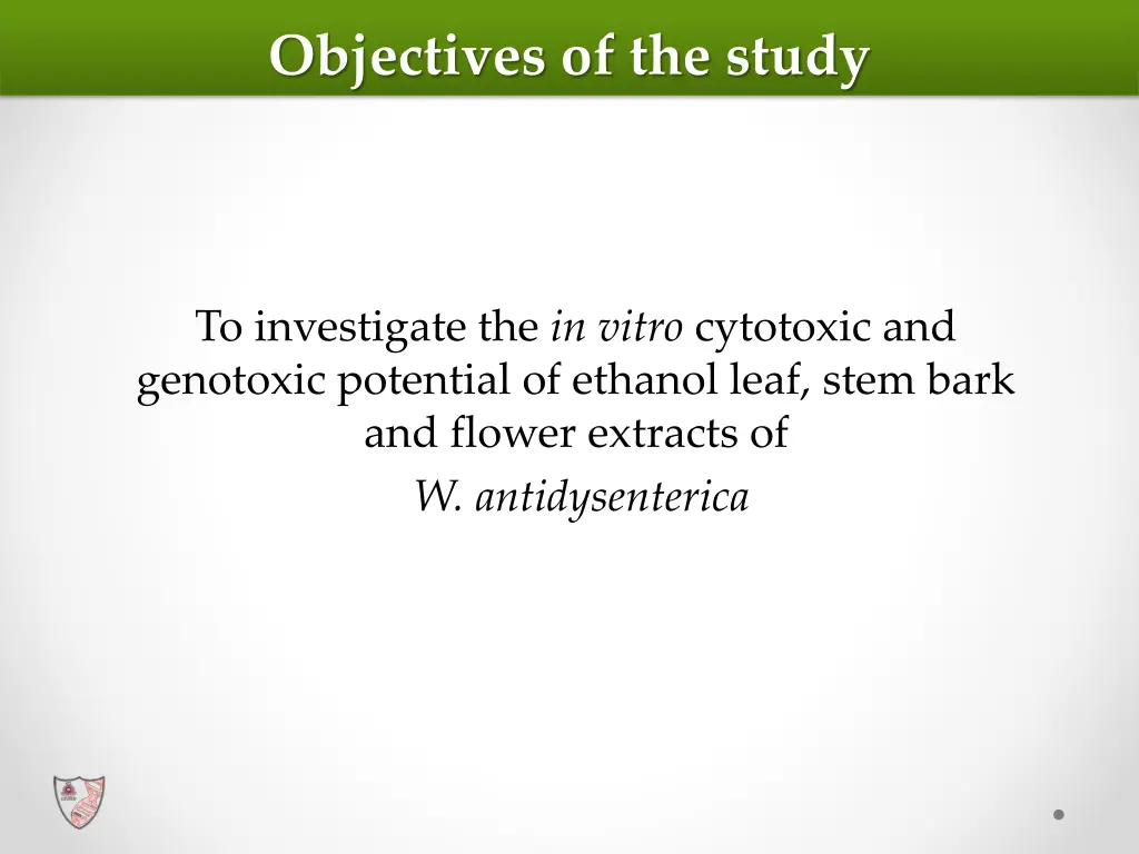 objectives of the study