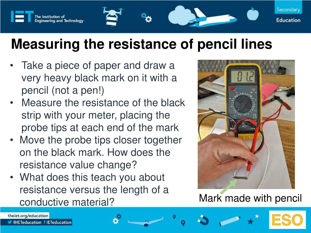 measuring the resistance of pencil lines