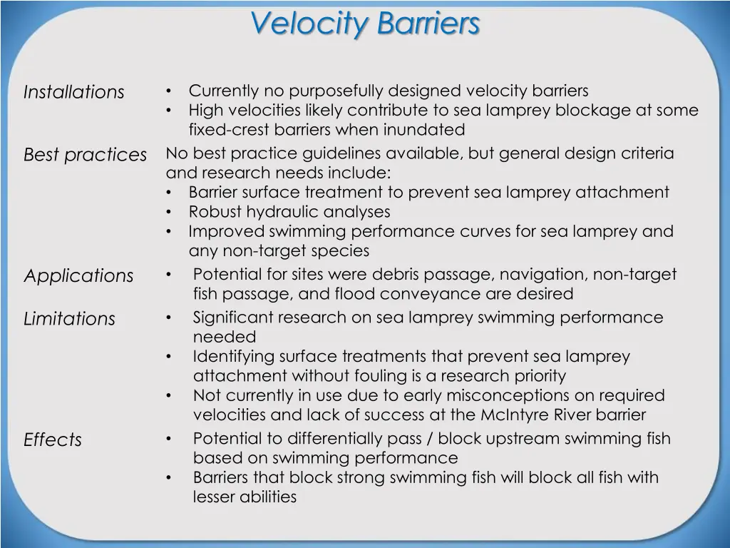 velocity barriers 1