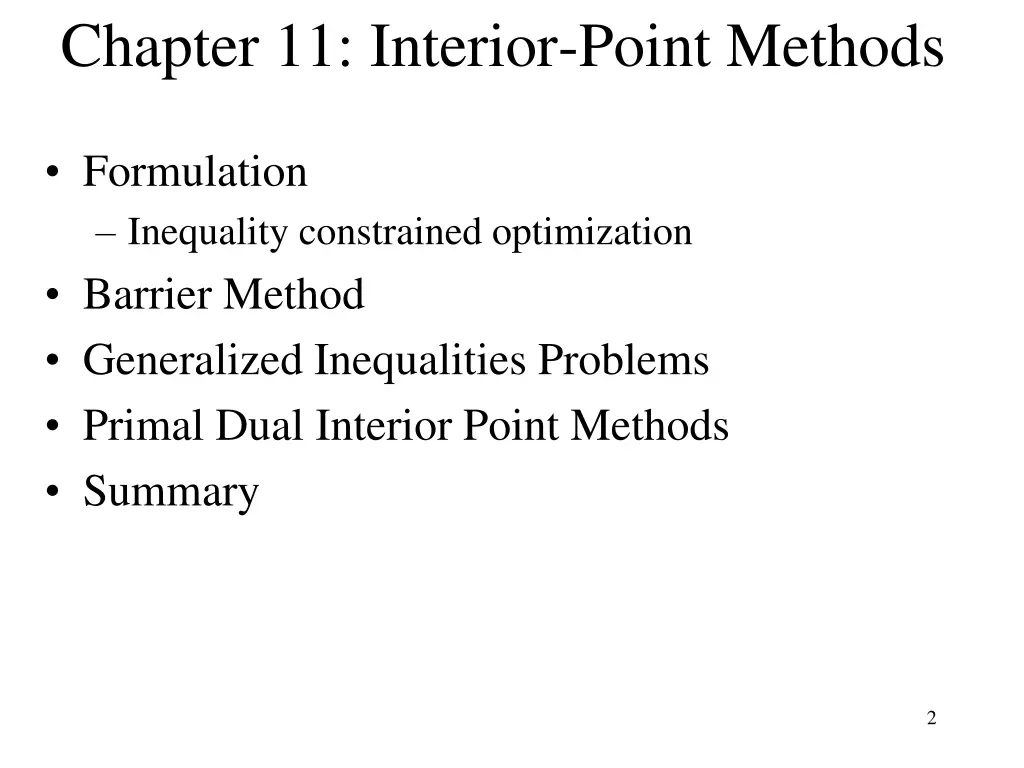 chapter 11 interior point methods