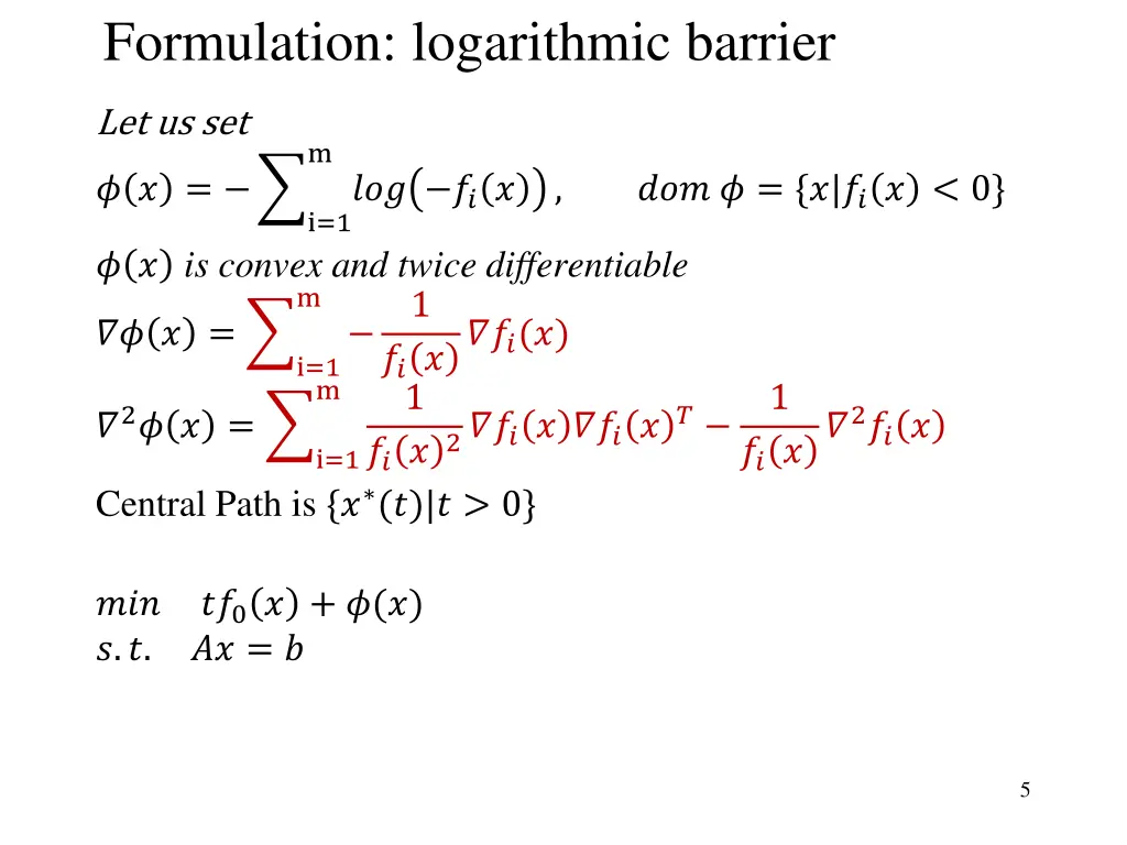 formulation logarithmic barrier 1