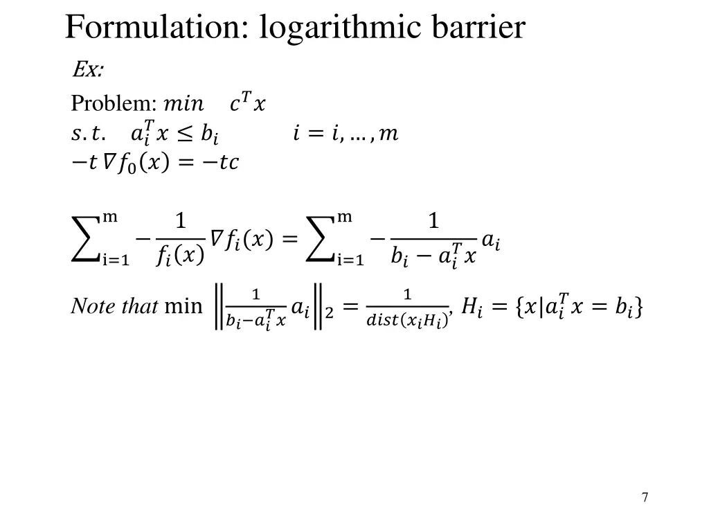 formulation logarithmic barrier 3