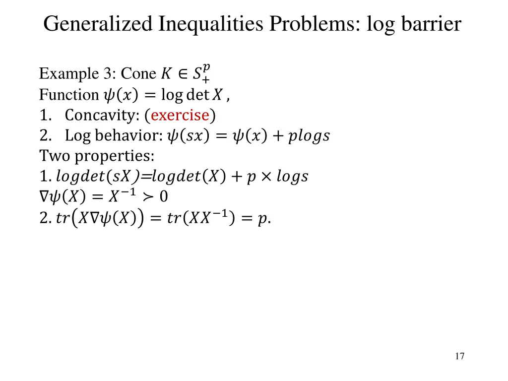 generalized inequalities problems log barrier 3