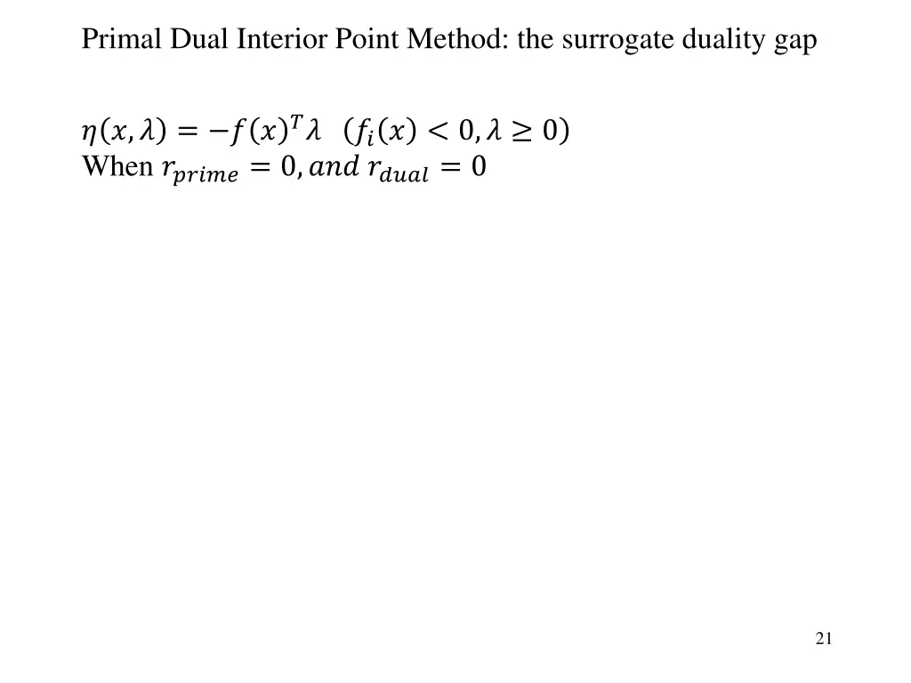 primal dual interior point method the surrogate