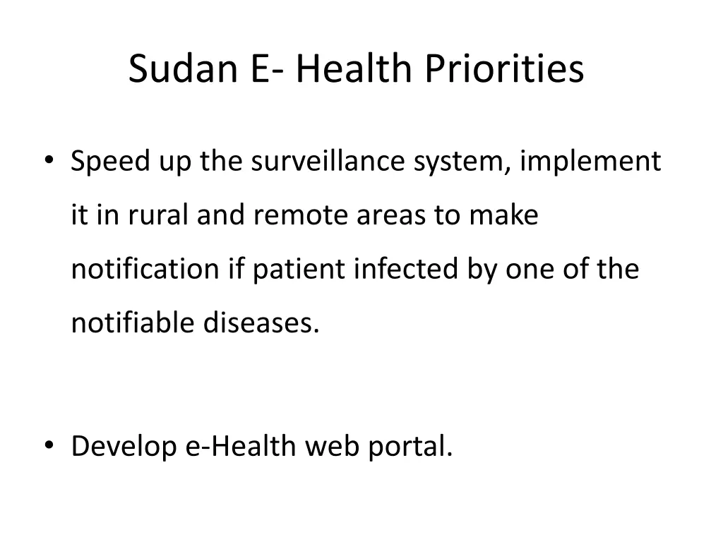 sudan e health priorities 2