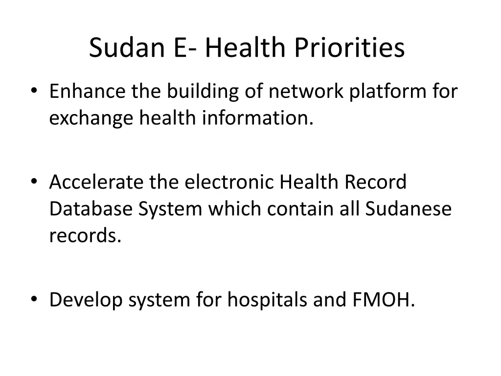 sudan e health priorities