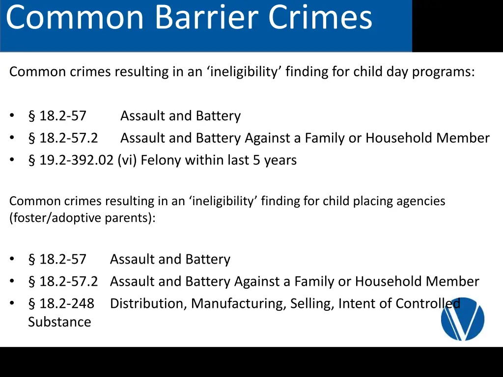 common barrier crimes