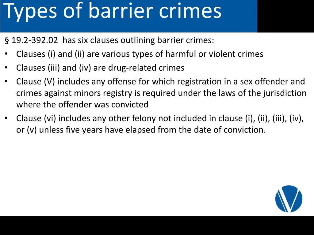 types of barrier crimes